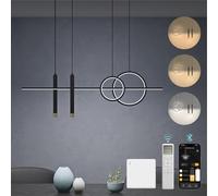 Mai & Mai Lustre Suspension LED Télécommande Triple Contrôle Noir 100×150cm