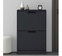 Mai & Mai Armoire à Chaussures Commode Entrée Gris Noir Mat 60x28x89cm | Meuble de Rangement à Chaussure, avec 2 Tiroirs, Commode à Chaussures, Range-Chaussures, ACH1