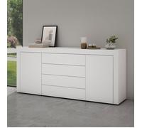 Mai & Mai Meuble de Rangement avec 2 Portes et 4 Tiroirs Casier de Rangement Polyvalent Buffet Blanc Mat 167x36x70 cm SR03