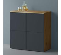 Mai & Mai Meuble de Rangement avec 4 Portes et 4 Compartiments Casier de Rangement Polyvalent Buffet Marron Clair + Gris Noir Mat 76x36,4x74 cm SR04