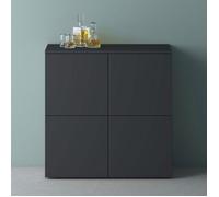 Mai & Mai Meuble de Rangement avec 4 Portes et 4 Compartiments Casier de Rangement Polyvalent Buffet Gris Noir Mat 76x36,4x74 cm SR04