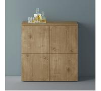 Mai & Mai Meuble de Rangement Buffet Commode Marron Clair 76cm | Casier de Rangement, 4 Portes et 8 Compartiments, Séparateur Réglable, Placard Salon Salle à Manger, 76x36,4x76cm, SR04