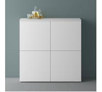 Mai & Mai Meuble de Rangement avec 4 Portes et 8 Compartiments Casier de Rangement Polyvalent Buffet Blanc Mat 100x36,4x98 cm SR04