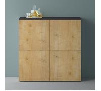 Mai & Mai Meuble de Rangement avec 4 Portes et 8 Compartiments Casier de Rangement Polyvalent Buffet Gris Noir Mat + Marron Clair 100x36,4x98 cm SR04