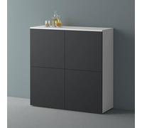 Mai & Mai Meuble de Rangement Buffet Blanc Mat + Gris Noir Mat 100cm