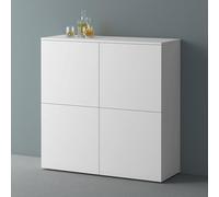 Mai & Mai Meuble de Rangement Buffet Commode Blanc Mat 100cm | Casier de Rangement, 4 Portes et 8 Compartiments, Séparateur Réglable, Placard Salon Salle à Manger, 100x36,4x100cm, SR04