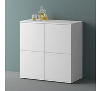 Mai & Mai Meuble de Rangement Buffet Commode Blanc Mat 76cm | Casier de Rangement, 4 Portes et 8 Compartiments, Séparateur Réglable, Placard Salon Salle à Manger, 76x36,4x76cm, SR04