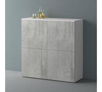 Mai & Mai Meuble de Rangement Buffet Commode Blanc Mat + Béton 100cm