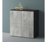 Mai & Mai Meuble de Rangement Buffet Commode Gris Noir Mat + Béton 76cm