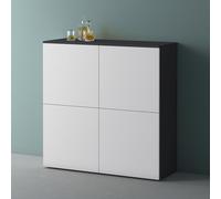 Mai & Mai Meuble de Rangement Buffet Gris Noir Mat + Blanc Mat 100cm | Casier de Rangement, 4 Portes et 8 Compartiments, Séparateur Réglable, Placard Salon Salle à Manger, 100x36,4x100cm, SR04