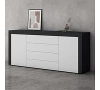 Mai & Mai Meuble de Rangement Buffet Gris Noir Mat + Blanc Mat 167cm