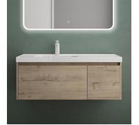 Mai & Mai® Meuble de Salle de Bain Chêne Blanc Clair avec Lavabo Meuble sous Vasque 100x50x40cm Meuble Suspendu avec Tiroir Salerno