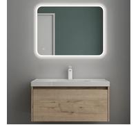 Mai & Mai Meuble de Salle de Bain Chêne Blanc Clair avec Lavabo Meuble sous Vasque 80x50x40cm Meuble Suspendu avec Tiroir Salerno