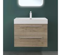 Mai & Mai Meuble de Salle de Bain Chêne Clair 73cm Meuble sous Vasque Quadratto Meuble Suspendu avec Vasque
