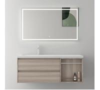 Mai & Mai Meuble de Salle de Bain Chêne Clair avec Lavabo Meuble sous Vasque 120x46x49cm Meuble Suspendu avec 2 Tiroirs et 1 Compartiment de Rangement