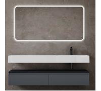 Mai & Mai Meuble de Salle de Bain Gris-Noir Mat avec Lavabo Meuble sous Vasque 150x48x25cm Meuble Suspendu avec 2 Tiroirs
