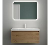 Mai & Mai Meuble de Salle de Bain Marron Clair avec Lavabo Meuble sous Vasque 80x50x40cm Meuble Suspendu avec Tiroir Salerno