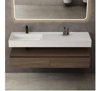 Mai ＆ Mai Meuble de Salle de Bain Marron Ensemble de 2 Pièces Meuble avec Lavabo 150cm Meuble avec 2 Grands Tiroirs