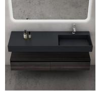 Mai & Mai Meuble de Salle de Bain Marron Ensemble de 2 Pièces Meuble avec Lavabo 150cm Meuble avec 2 Grands Tiroirs
