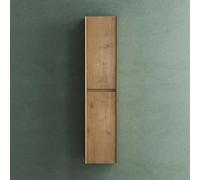 Mai & Mai Meuble de Salle de Bains Rangement Murale Armoire Haute 35x30x160cm avec 2 Portes et 6 Compartiments Marron Clair Rimo