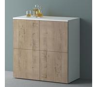 Mai & Mai Meuble Rangement Buffet Blanc Mat + Chêne Blanc Clair 76cm