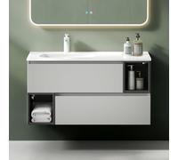 Mai & Mai Meuble Salle de Bain Gris Clair+Gris Foncé Ensemble 2 Pièce 100cm
