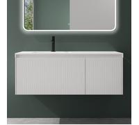 Mai & Mai Meuble sous Vasque Meuble sous Vasque 120 cm Blanc avec Tiroirs Soft-close Lavabo en Résine Compris Santa