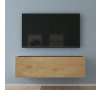 Mai & Mai Meuble TV Armoire avec Soft-Close Table TV pour Le Salon Gris Noir+Marron Clair 100x40,2x30 cm TC002