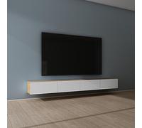 Mai & Mai Meuble TV Armoire avec Soft-Close Table TV pour Le Salon Marron Clair+Blanc Mat 280x40,2x30 cm TC002