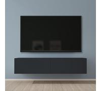 Mai & Mai Meuble TV Suspendu Table TV Salon Gris Noir 140cm | Armoire TV, Poignée Invisible et Soft-Close, Table de Télévision, Grand Espace de Rangement, 140x38,4x30cm, TC002