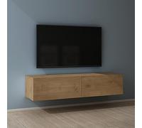 Mai & Mai Meuble TV Suspendu Table TV Salon Marron Clair 140cm | Armoire TV, Poignée Invisible et Soft-Close, Table de Télévision, Grand Espace de Rangement, 140x38,4x30cm, TC002