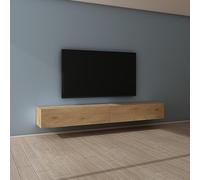 Mai & Mai Meuble TV Suspendu Table TV Salon Marron Clair 240cm