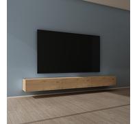Mai & Mai Meuble TV Suspendu Table TV Salon Marron Clair 300cm | Armoire TV, Poignée Invisible et Soft-Close, Table de Télévision, Grand Espace de Rangement, 300x38,4x30cm, TC002
