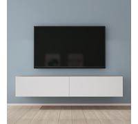 Mai & Mai Meuble TV Suspendu Table TV Salon Marron Clair + Blanc Mat 160cm