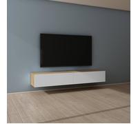 Mai & Mai Meuble TV Suspendue Armoire avec Soft-Close Table TV pour le Salon Marron Clair+Blanc Mat 200x40,2x30 cm TC002