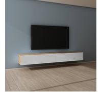 Mai & Mai Meuble TV Suspendue Armoire avec Soft-Close Table TV pour le Salon Marron Clair+Blanc Mat 240x40,2x30 cm TC002