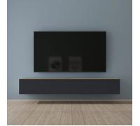 Mai & Mai Meuble TV Suspendue Armoire avec Soft-Close Table TV pour le Salon Marron Clair+Gris Noir 200x40,2x30 cm TC002