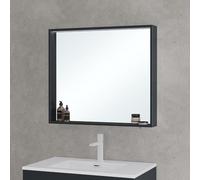 Mai & Mai Miroir de Salle de Bain avec Étagère Armoire Murale avec Éclairage Miroir Suspendue 80x12x70 cm Gris Noir Mat SpiegelSR-01