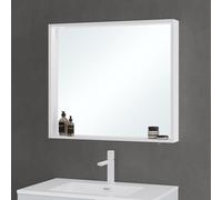 Mai & Mai Miroir de Salle de Bain avec Étagère Armoire Murale avec Éclairage Miroir Suspendue 80x12x70 cm Blanc Mat SpiegelSR-01