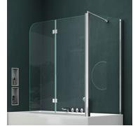 Mai&Mai Pare-Baignoire Transparent 80x120x140cm 3 Volets Paroi de Douche pour Baignoire en Verre ESG avec Revêtement NANO Easy Clean C113R