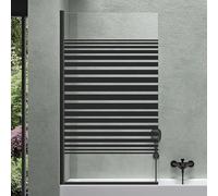 Mai & Mai Pare-Baignoire 80x140cm 1 Volet Paroi de Douche pour Baignoire en Verre ESG avec Bandes Opaques et Revêtement NANO Easy Clean C201