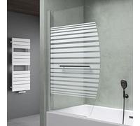 Mai&Mai Pare-Baignoire 90x140cm 1 Volet Paroi de Douche pour Baignoire en Verre ESG avec Bandes Opaques et Revêtement NANO Easy Clean C112S