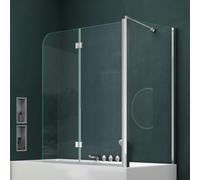Mai & Mai Pare-Baignoire Transparent, 3 Volets, 75x120x140cm | Paroi de Douche pour Baignoire, Verre ESG avec Revêtement NANO, Easy Clean, C113L