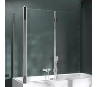 Mai & Mai Pare-Baignoire Transparent 75x120x140cm 3 Volets Paroi de Douche pour Baignoire en Verre ESG avec Revêtement NANO Easy Clean C113L