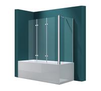 Mai & Mai Pare-Baignoire Transparent 75x130x140cm 4 Volets Paroi pour Baignoire en Verre ESG avec Revêtement NANO Easy Clean C116L