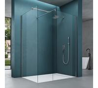 Mai & Mai pare douche à l’italienne avec deux parois de douche fixes 120x80, verre de sécurité trempé de 8mm revêtement nano easy clean Bremen1K-T