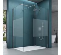 Mai & Mai pare douche à l’italienne avec deux parois de douche fixes 90x100, verre de sécurité trempé de 8mm revêtement nano easy clean Bremen1MS-T