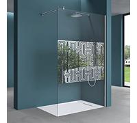 Mai & Mai Paroi de douche 100x200cm pare-douche à l'italienne dessin labyrinthe BR2DM en verre trempé 10mm easy clean stabilisateur rond BRAM1