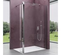Mai & Mai Paroi de Douche 120x200 Transparent BR2K-Plus + Paroi Latérale Pare-douche à l’italienne en Verre Trempé 10mm Easy Clean avec Stabilisateur Rectangulaire