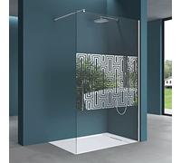 Mai & Mai Paroi de douche 140x200cm pare-douche à l'italienne dessin labyrinthe BR2DM en verre trempé 10mm easy clean stabilisateur rectangulaire BRAM3